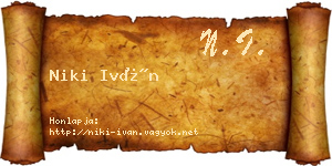 Niki Iván névjegykártya